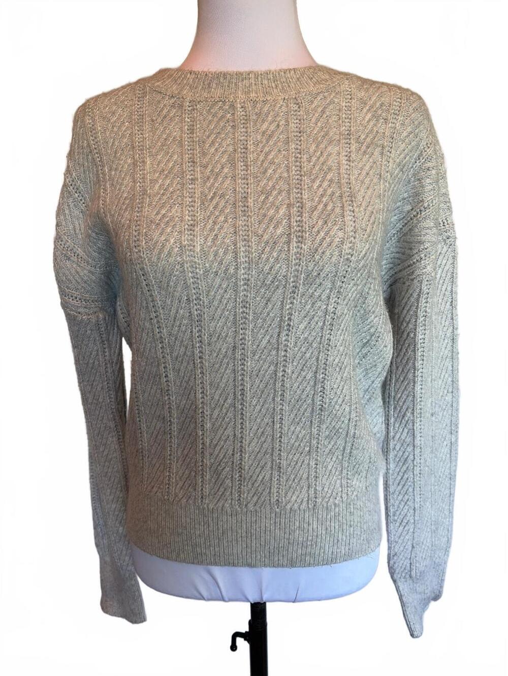 Joie Sweater S Light Grey Textured Knit Crewneck Neutral Basic Capsule Classic